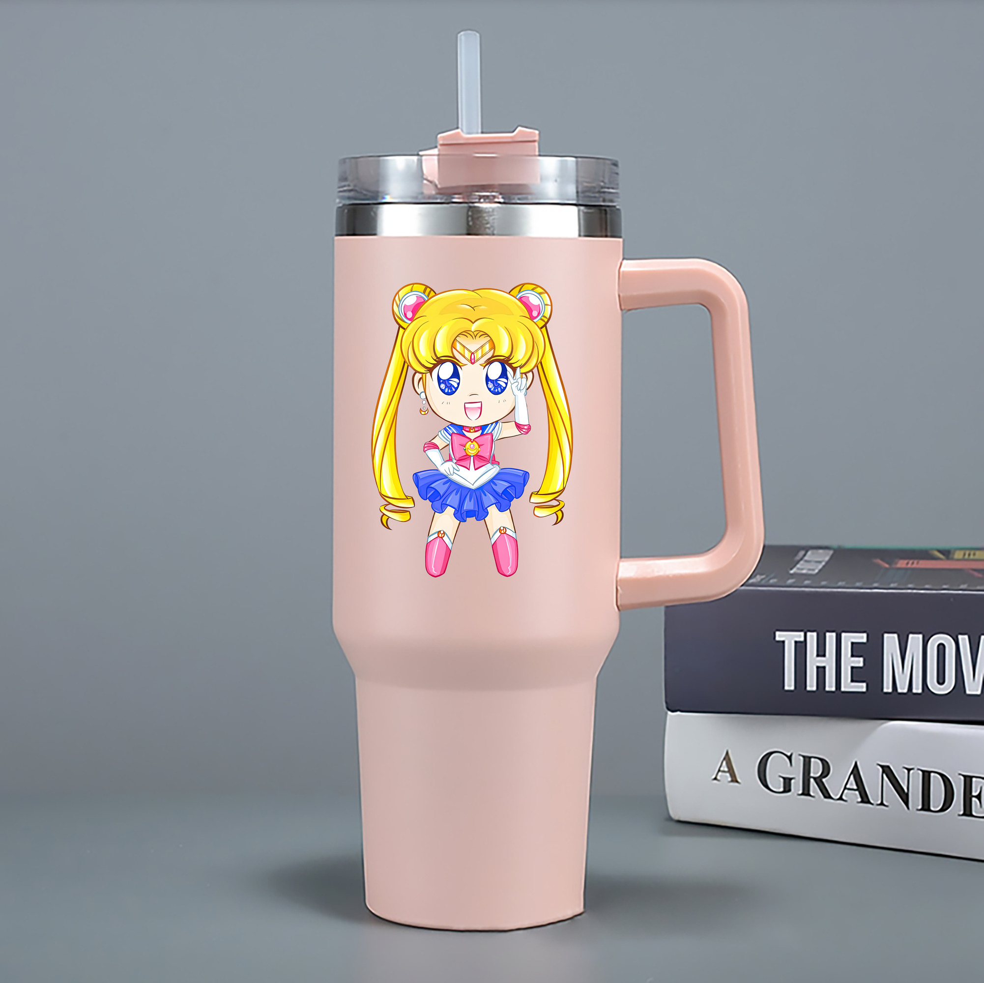 （画像用） 美少女戦士セーラームーン 月野 うさぎ つきの うさぎ Sailor Moon Tsukino Usagi 1200mL車用タンブラー - クリスタルステッカー（プラスチックストロー付き）